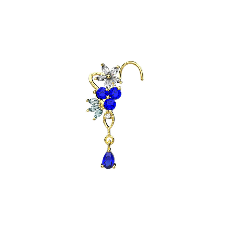 blue sapphire dangle nose stud