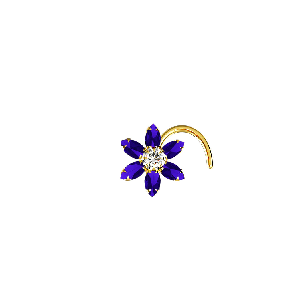 blue sapphire gemstone nose stud