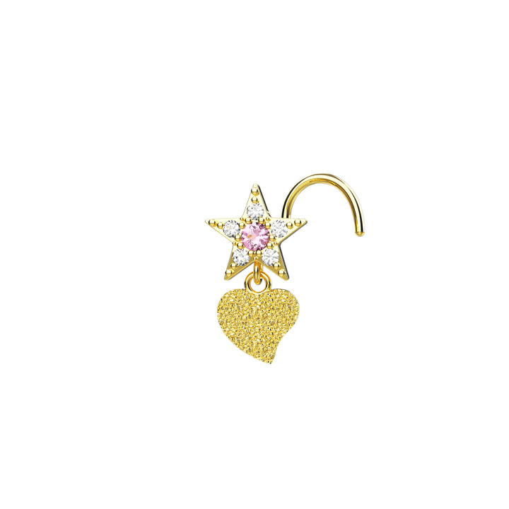 dangling heart nose studs