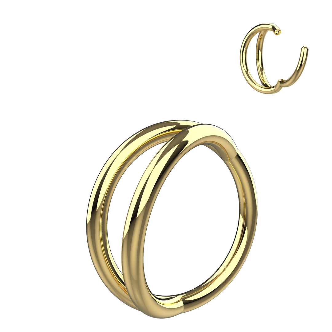 Dainty gold double hoop nose ring – 20G unique style