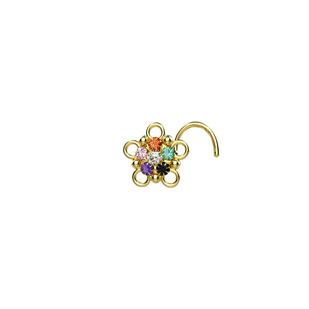 multi color flower nose rings 