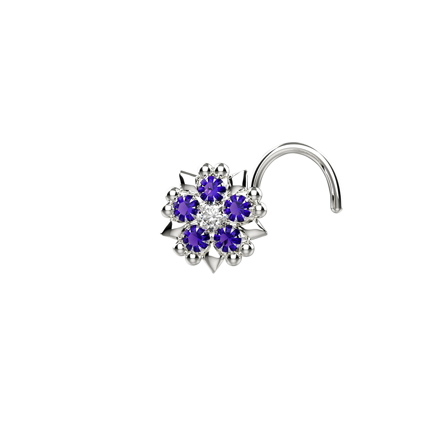 sapphire nose ring silver