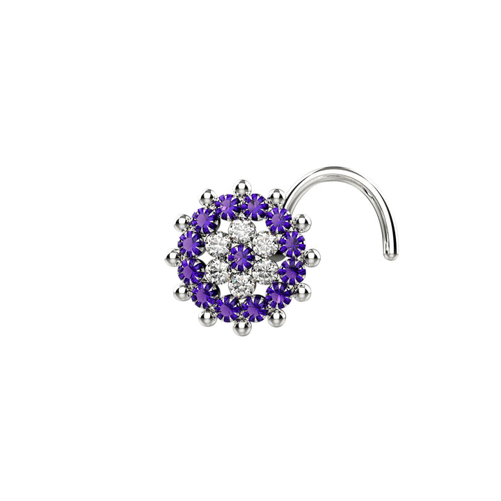 purple clear diamond nose piercing