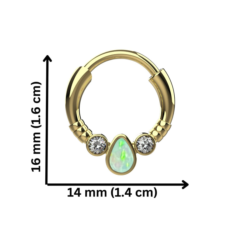clicker septum ring opal design - elegant opal nose ring jewelry