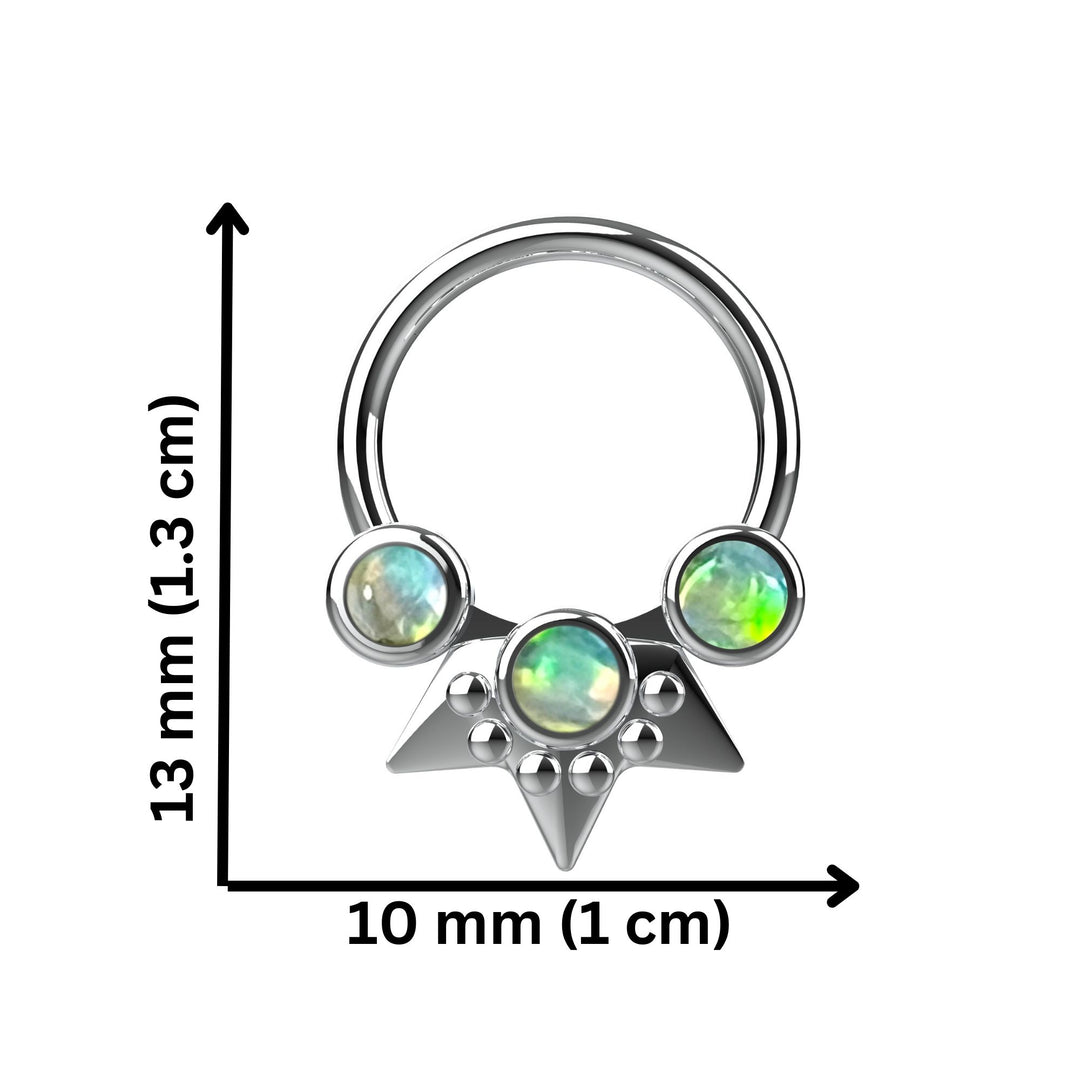 clicker septum ring opal detail - stylish opal nose piercing jewelry