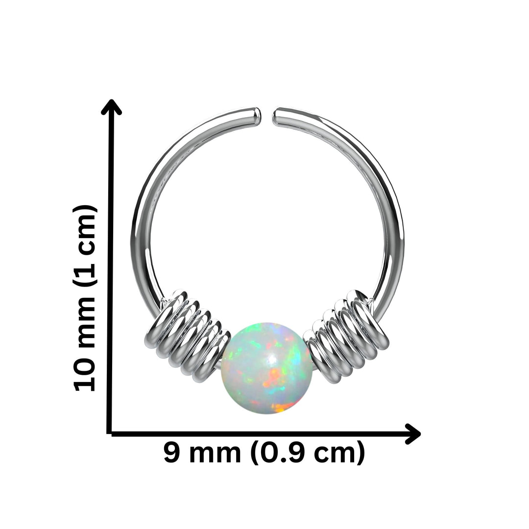 dainty opal nose ring hoop - silver nose ring with opal stone