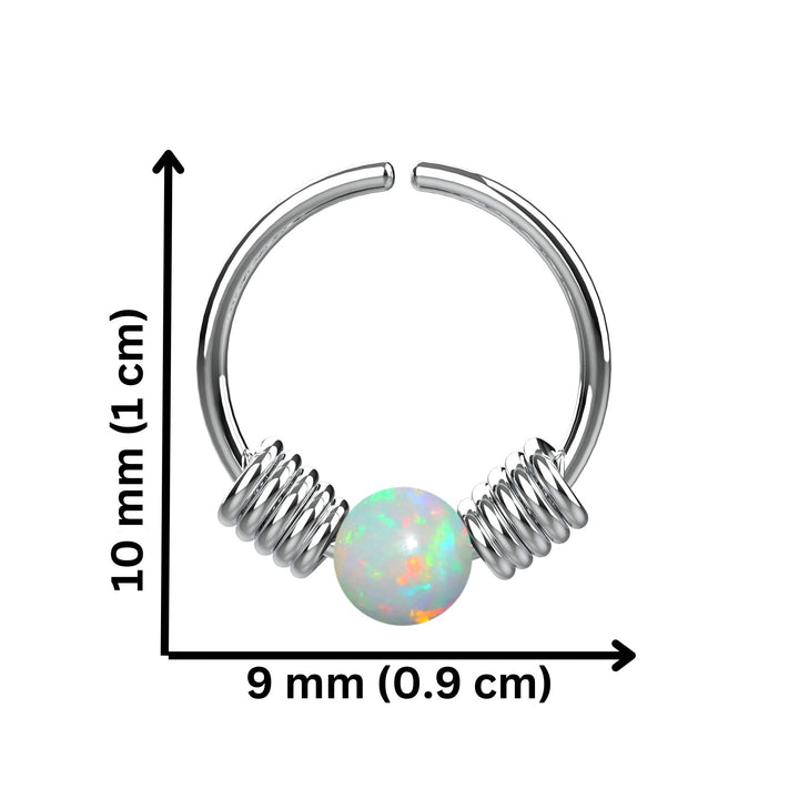 dainty opal nose ring hoop - silver nose ring with opal stone