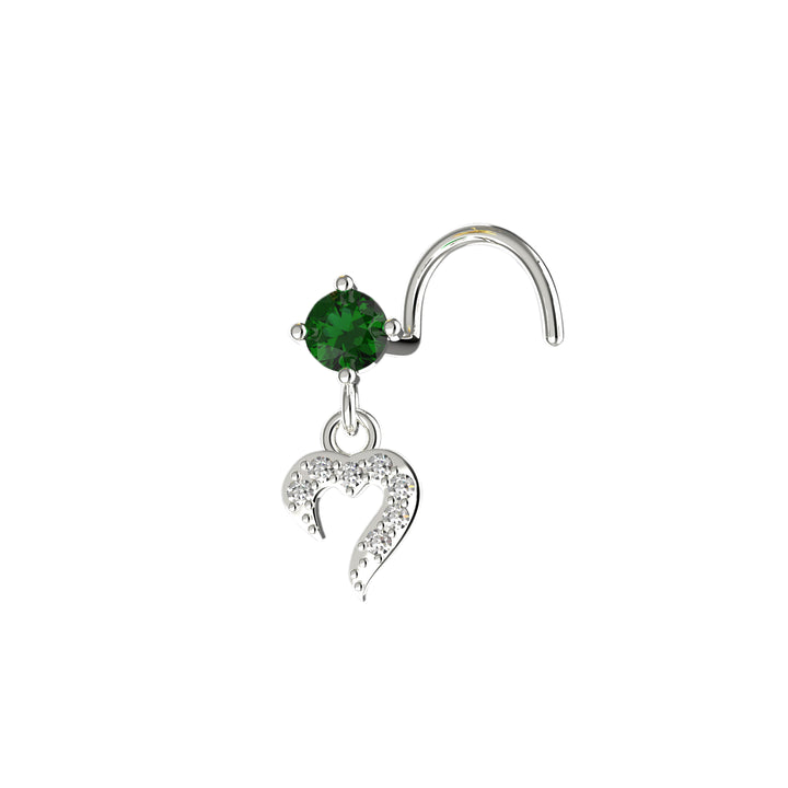 white emerald stone silver nose piercing