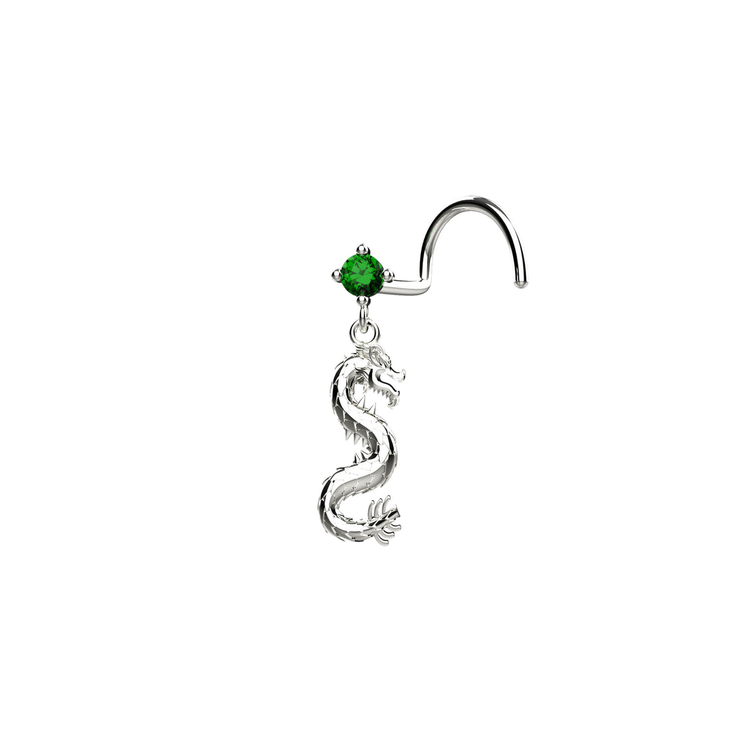 Dangle dragon nose stud for nostril piercing
