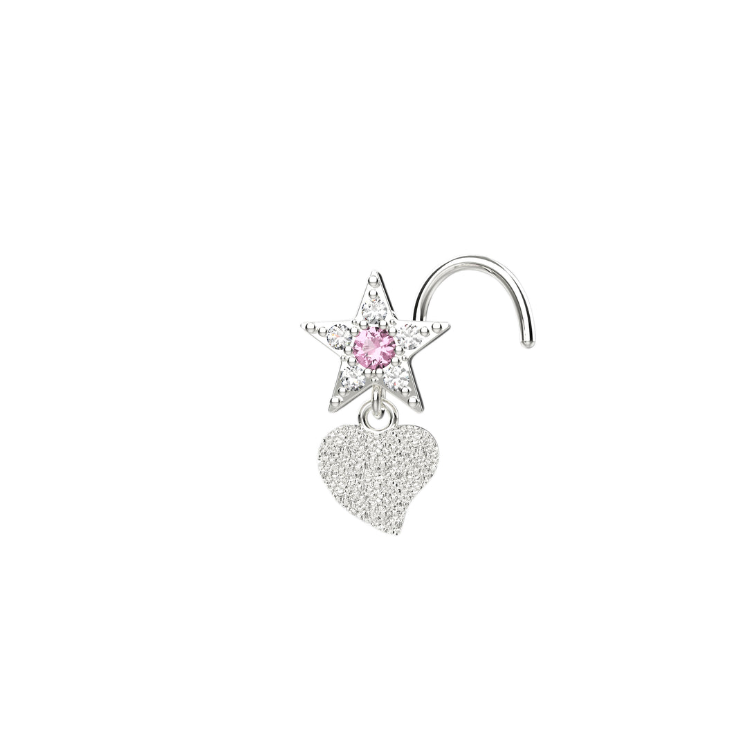 pink stone dangle nose piercing