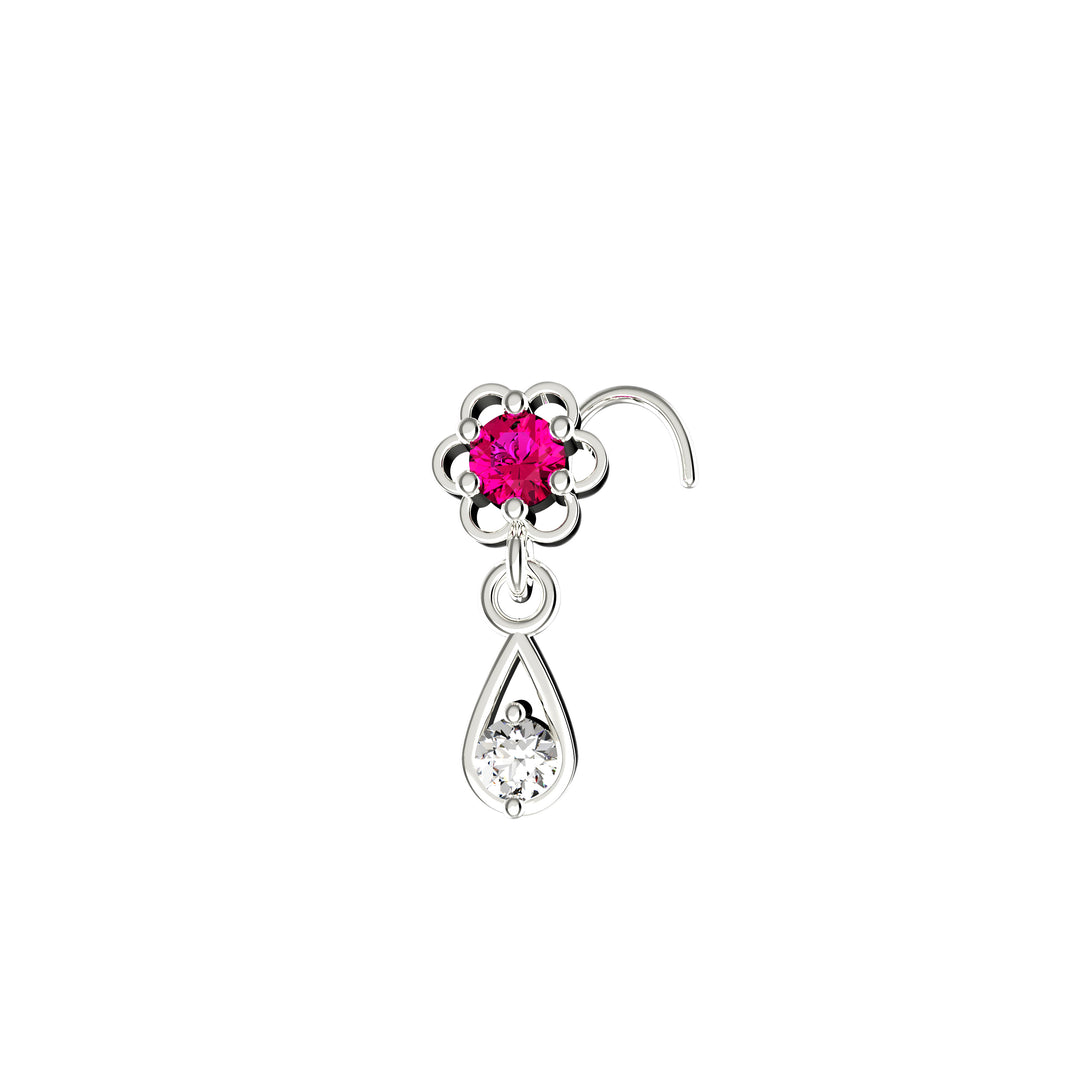 ruby gemstone dangle nose stud