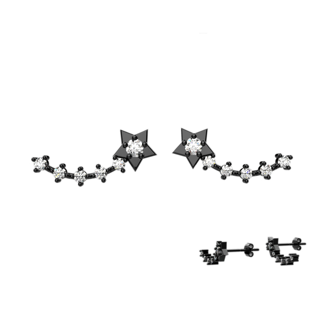 Star Ear Climber Black Stud 