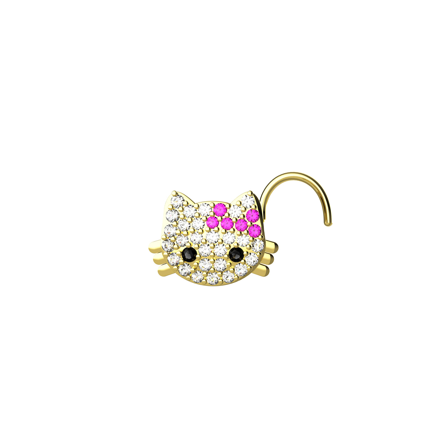 Hello Kitty Black Eyes Gold Nose Stud