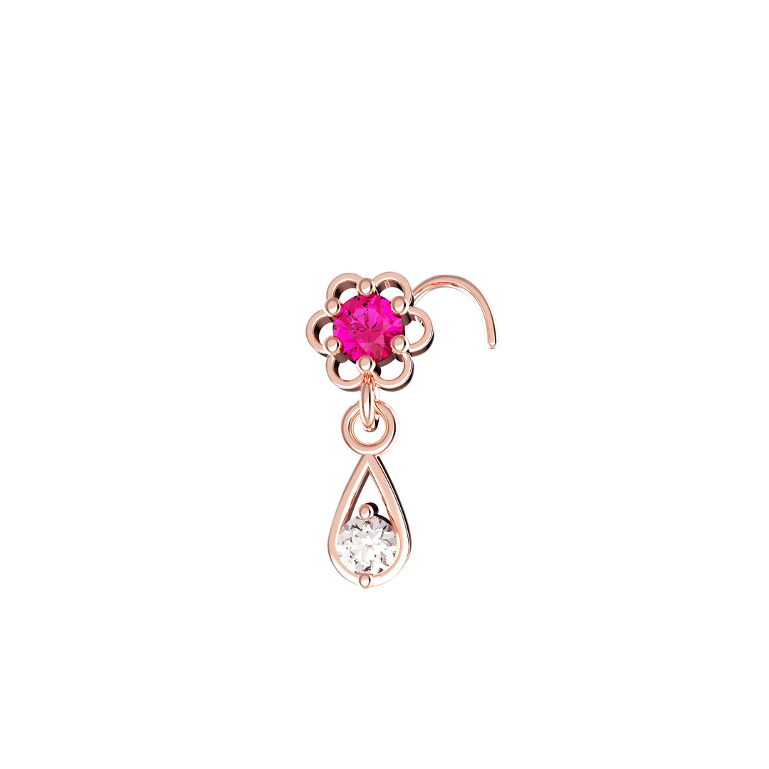 flower dangle nose rings