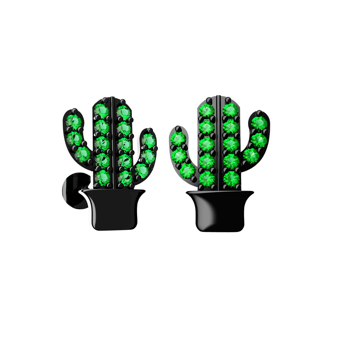 Emerald Cactus Ear Studs Jewelry