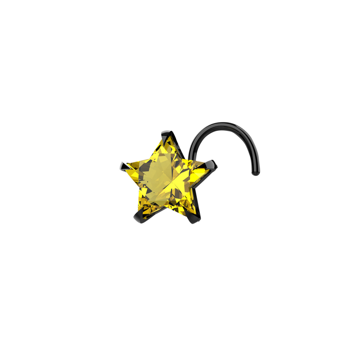 4MM Citrine Star Gold Nose Stud
