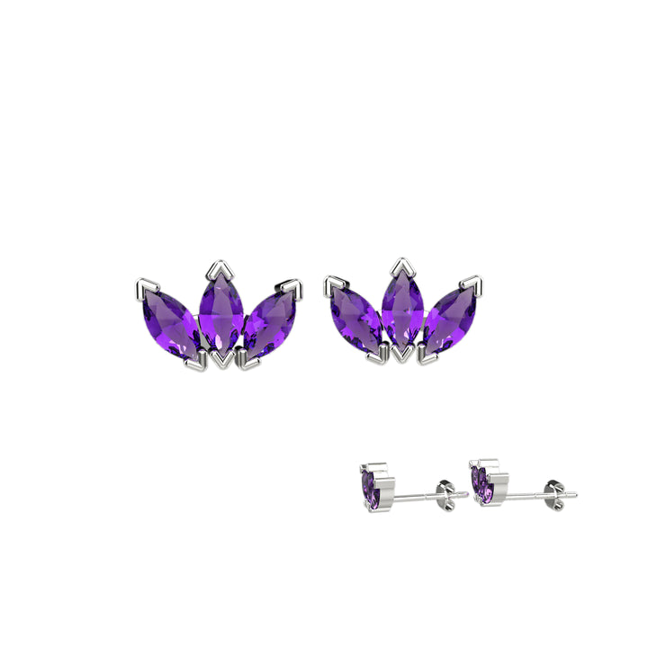 Purple gold earrings – gemstone stud or drop style