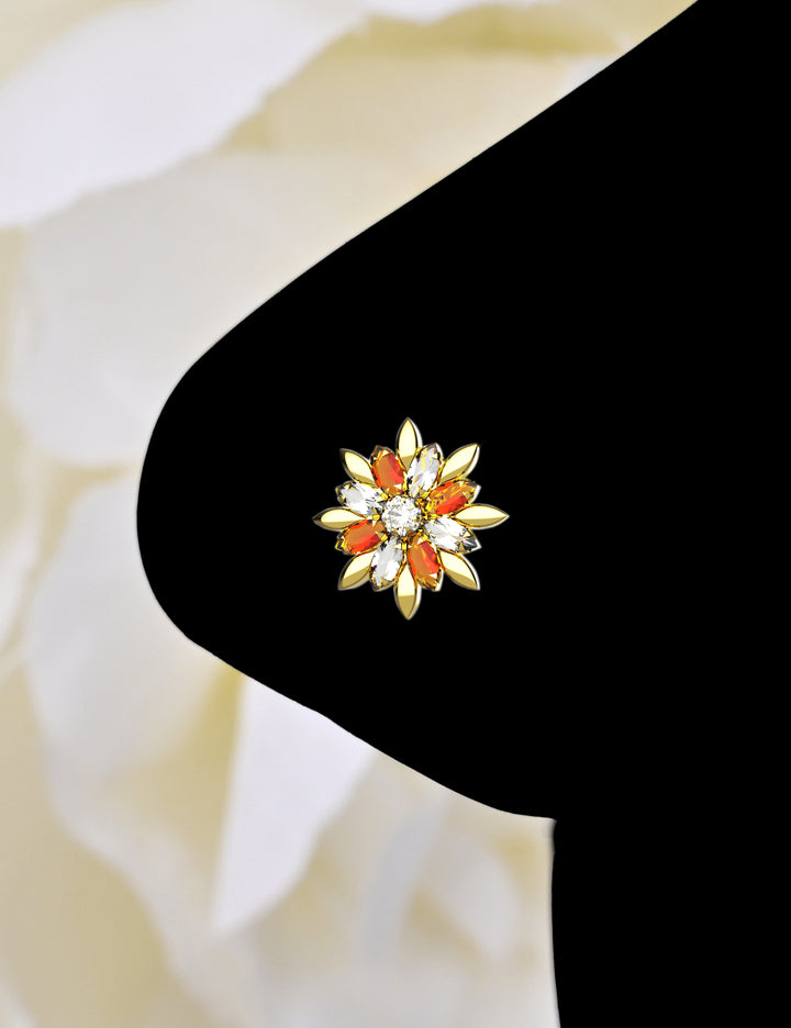 diamond flower nose stud