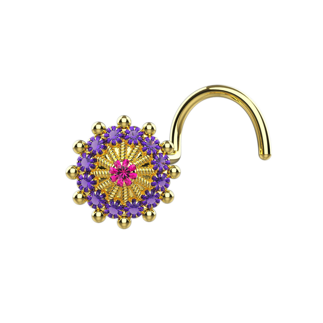 amethyst gems nose piercing gold