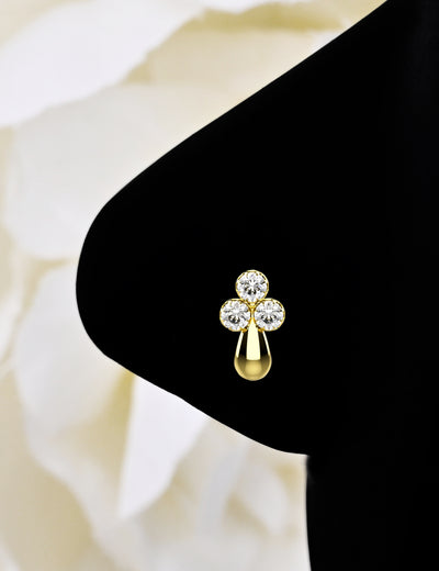 14ct Gold Plated Tiny Beaded Nose Stud