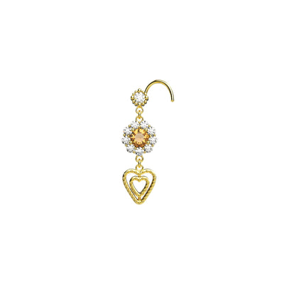 double heart dangle nose rings