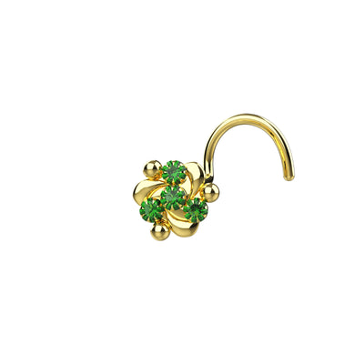 twisted gold emerald gems nose ring