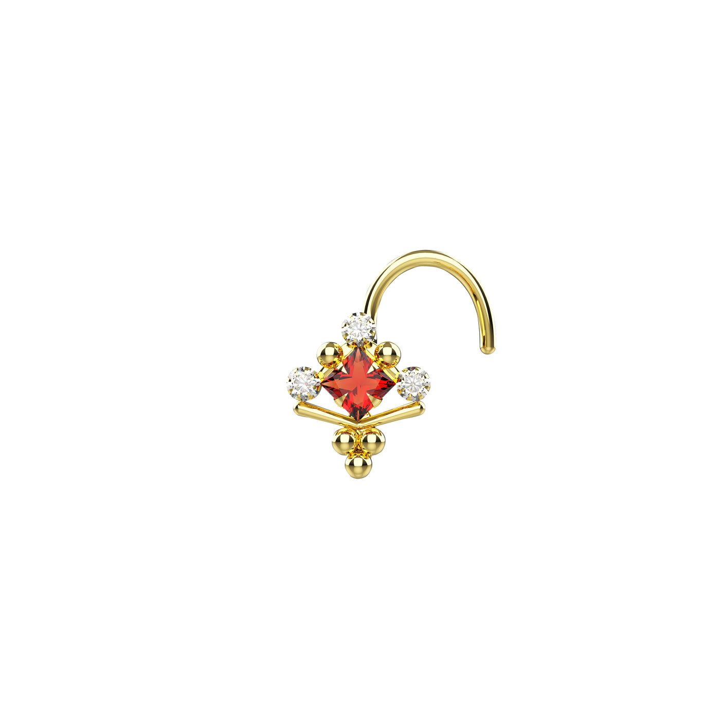 Ethnic Style 14k Gold Plated Carnelian Nose Stud