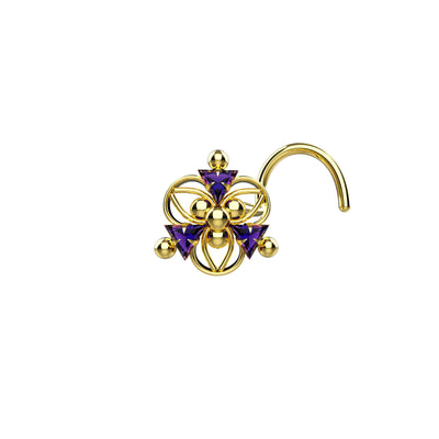 Sparkling women's gold nose rings