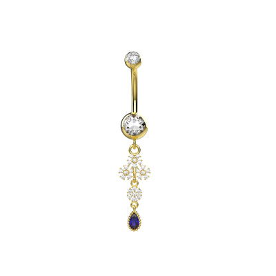 Ethnic Style Gold Plated Dangling Belly Button Ring