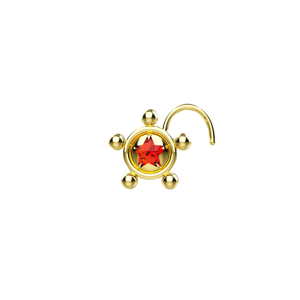 garnet gold nose stud