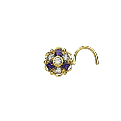 Indian Style Big Floral 14K Gold Plated Nose Stud
