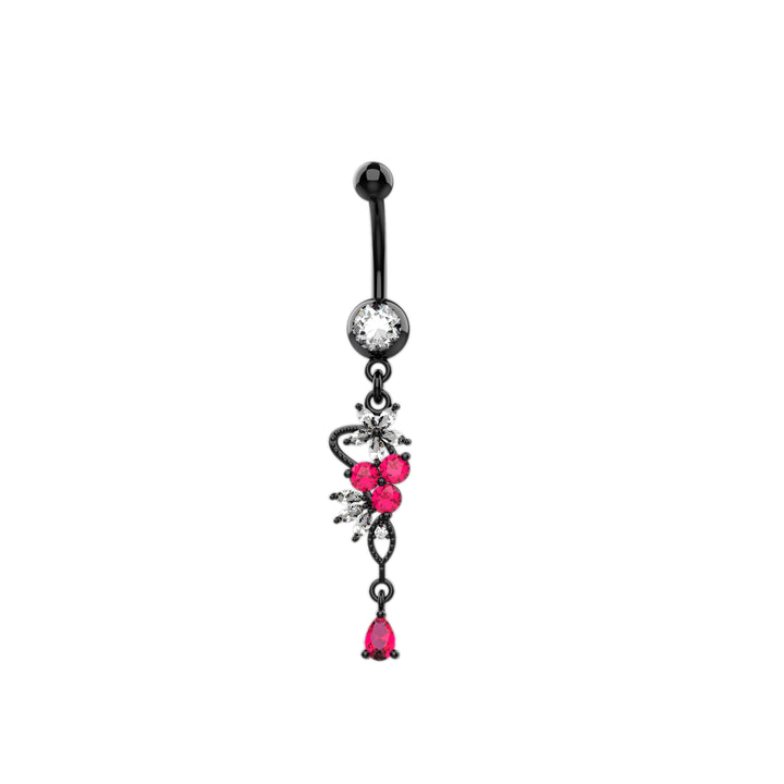 Flower Bail Dangling Belly Button Ring