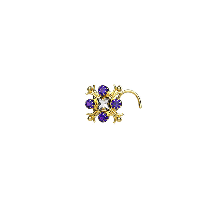 gold beaded flower nose stud