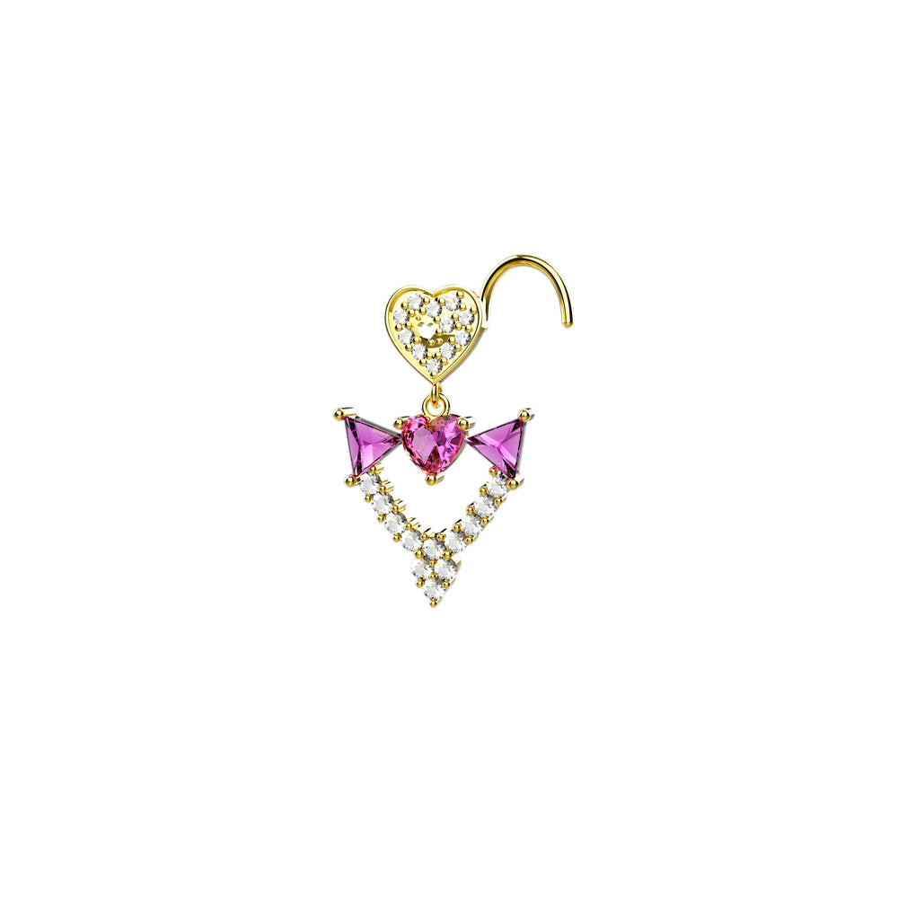 Crown dangle gold nose ring