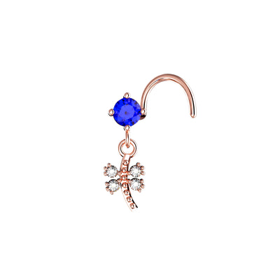 tiny crystal clear blue stone nose stud
