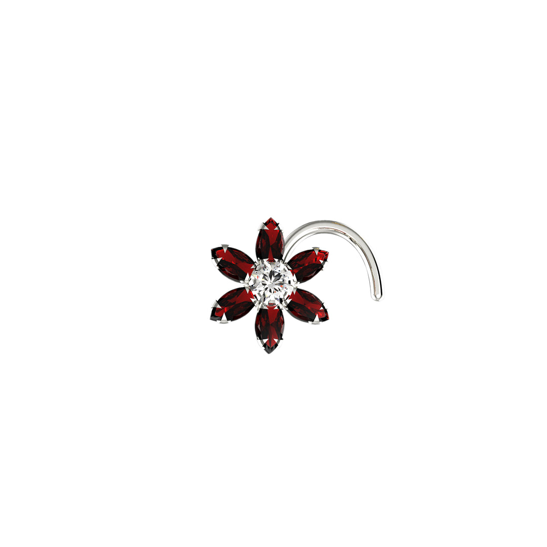 garnet gemstone silver nose studs