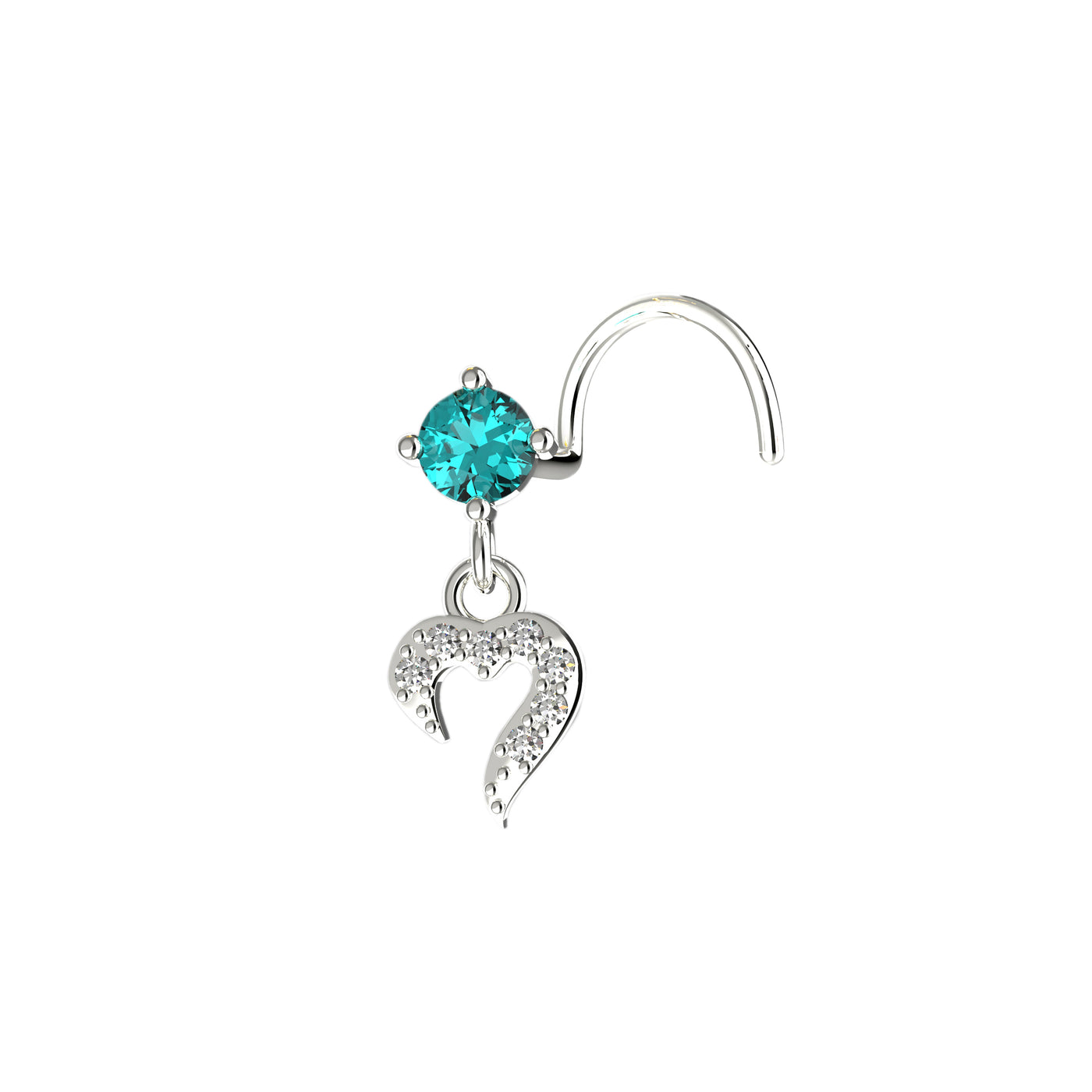 heart stud silver nose ring
