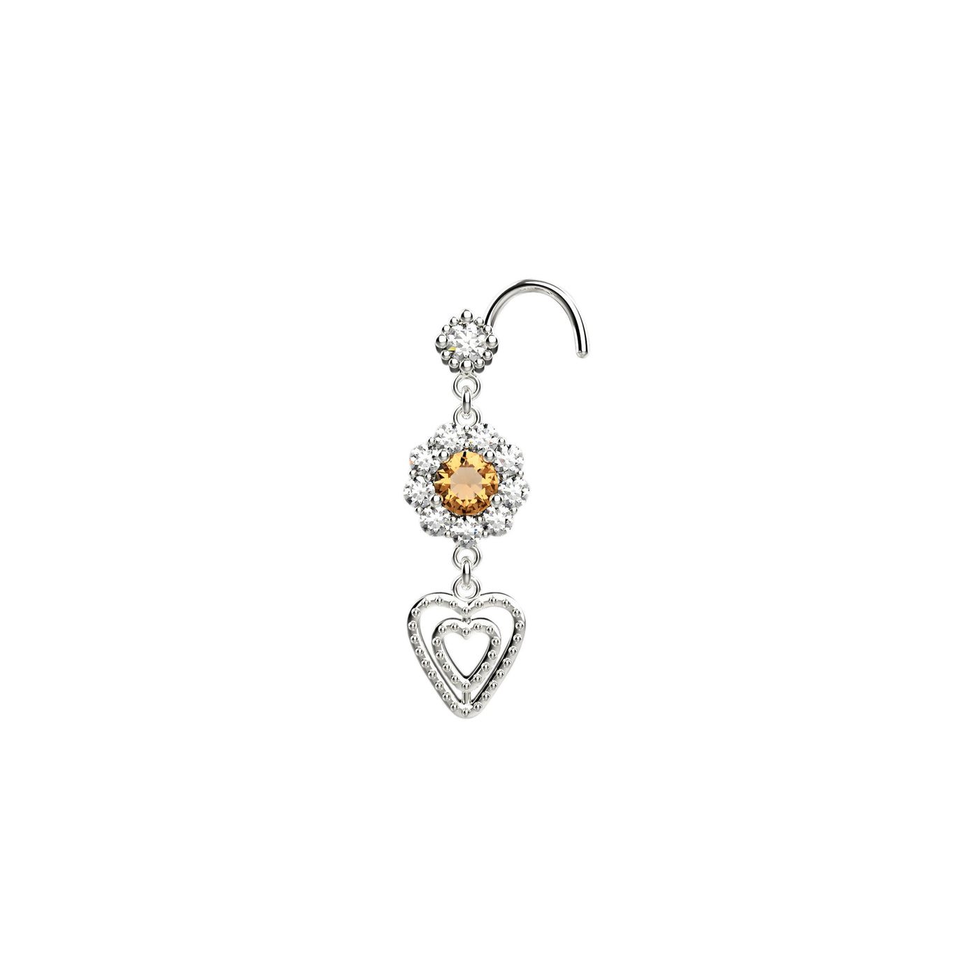 hanging heart nose jewelry gold