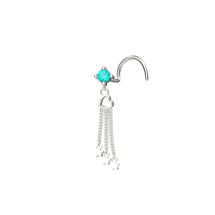 Blue Topaz Dangling Fish Nose Piercing