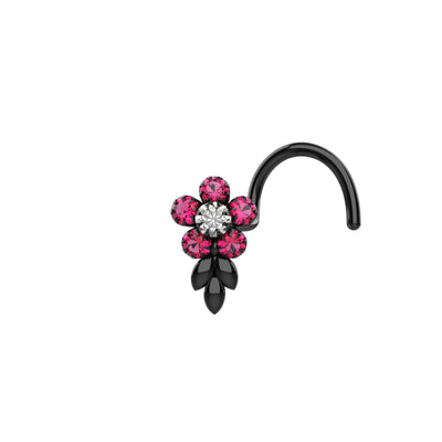 Ruby Daisy Flower Gold Plated Nose Stud