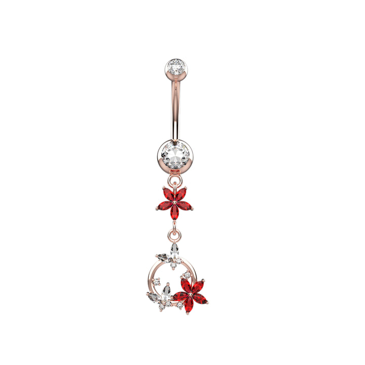 Clear & Garnet Gems Butterfly Belly Button Ring