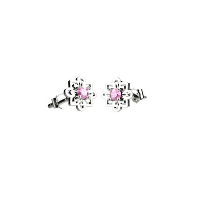 CZ Pink Gems Flower Stud Earrings