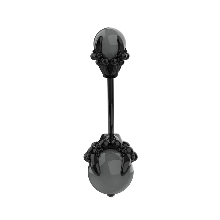 Curved barbell navel piercing – sleek black belly ring