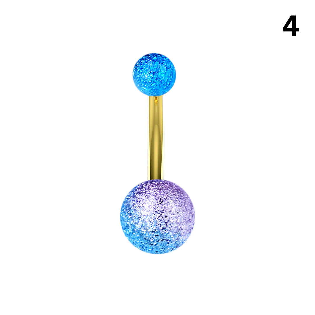 Gold belly ring with two foil-effect balls in pink and gold ombré