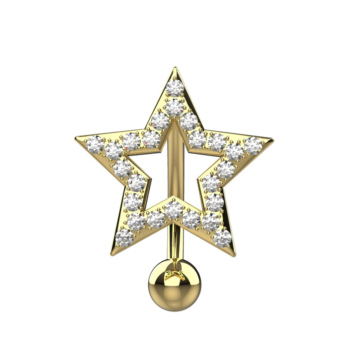 Gold star reverse belly ring – unique navel jewelry