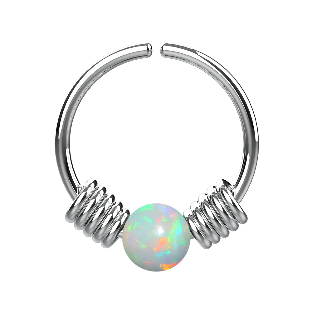 Silver Opal Nose Hoop Ring – Nose Piercing Jewelry for Women, Dainty Opal Hoop