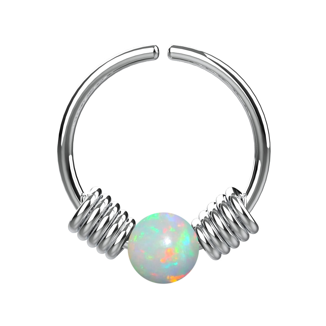 Silver Opal Nose Hoop Ring – Nose Piercing Jewelry for Women, Dainty Opal Hoop