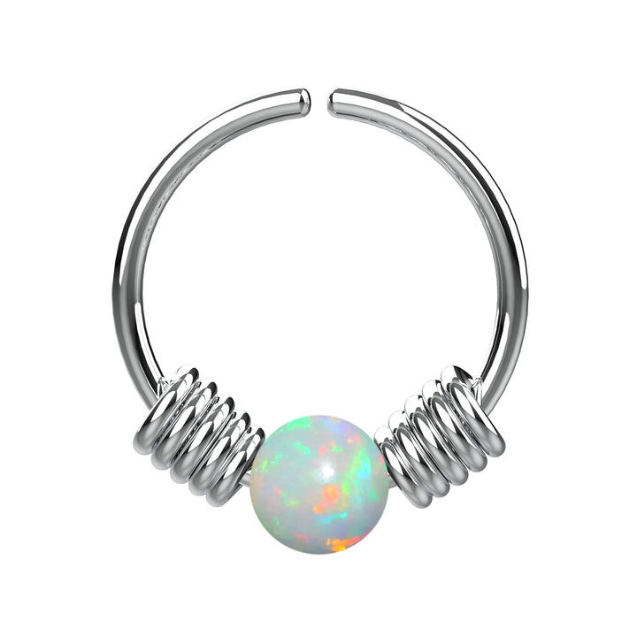 Silver Opal Nose Hoop Ring – Nose Piercing Jewelry for Women, Dainty Opal Hoop