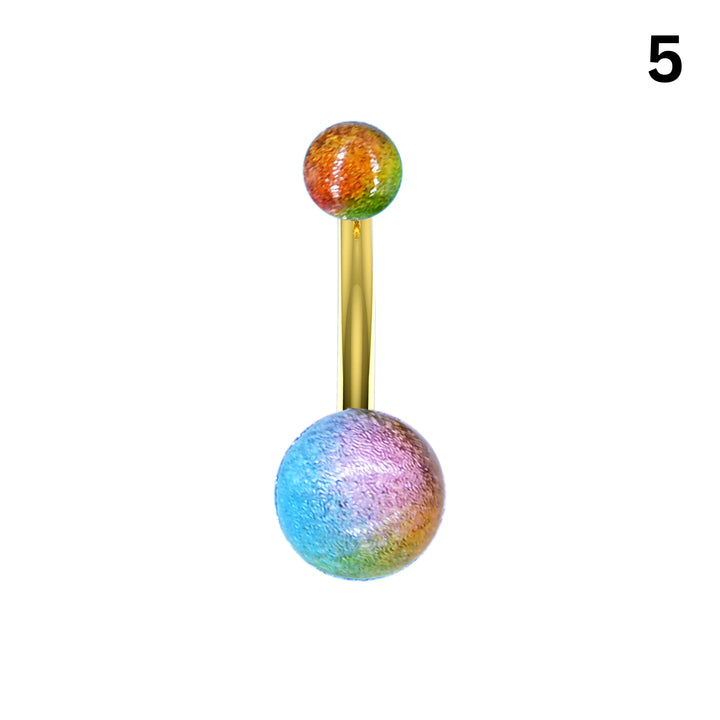 Crackle ball navel ring showing textured surface and polished bar