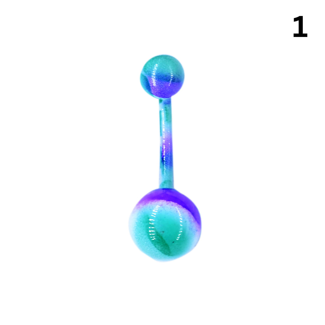 Marble Swirl Belly Ring | Stainless Steel Ball Navel Jewelry | 10 Colors | The Ethnic Jewels